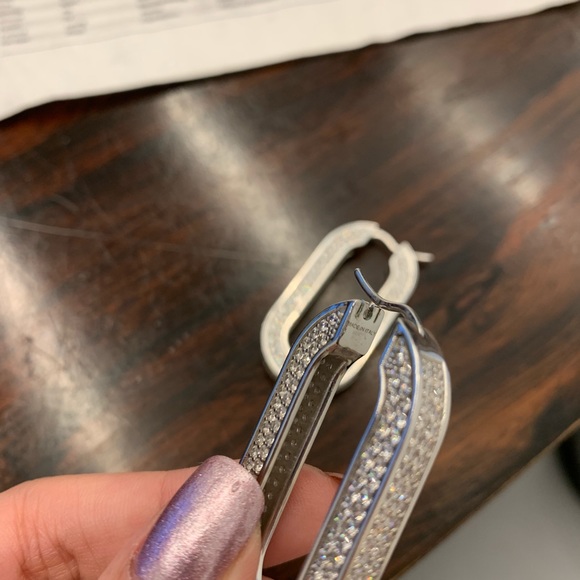 Celine Edwige Crystal Rhodium Hoops - Picture 5 of 8